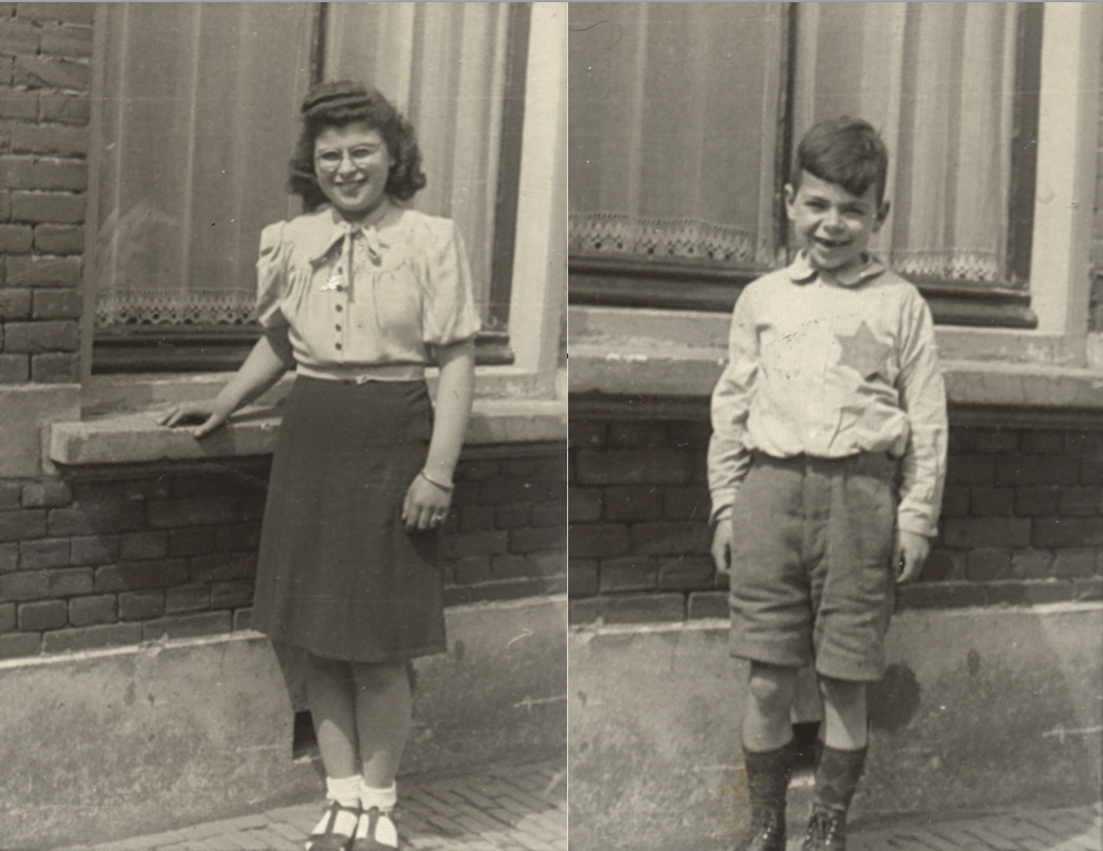Lena Klein en haar broertje Bram in de oorlogsjaren. Foto's: archief Miep Engelsman-de Klein