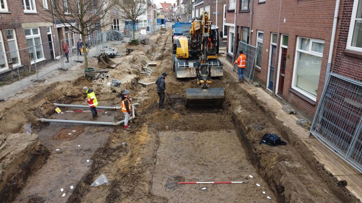 Werkzaamheden in de Oudwijkerdwarsstraat. Foto: Erfgoed Utrecht