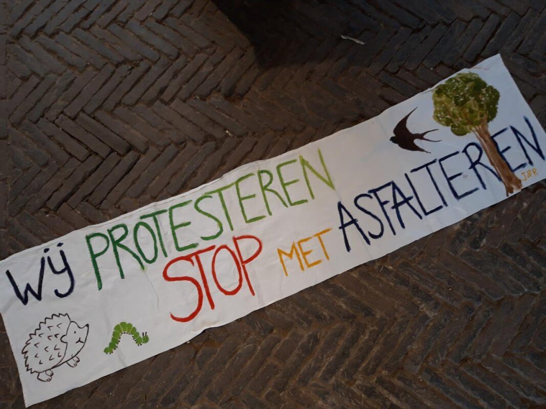 Protesten tegen asfaltering Amelisweerd. Foto: KRU