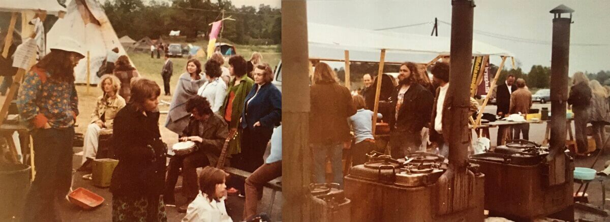 Milieuactivisten en legerfornuizen op het tentenkamp Skarpnäck Flygfält. Foto’s: Dik Binnendijk (1972)