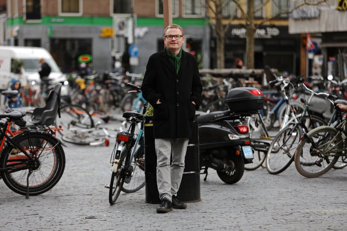 Arjan den Boer op de Neude. Foto: Ton van den Berg