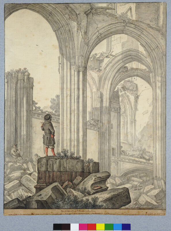 De ingestorte Domkerk in 1675 getekend door H. Saftleven. Coll. HUA