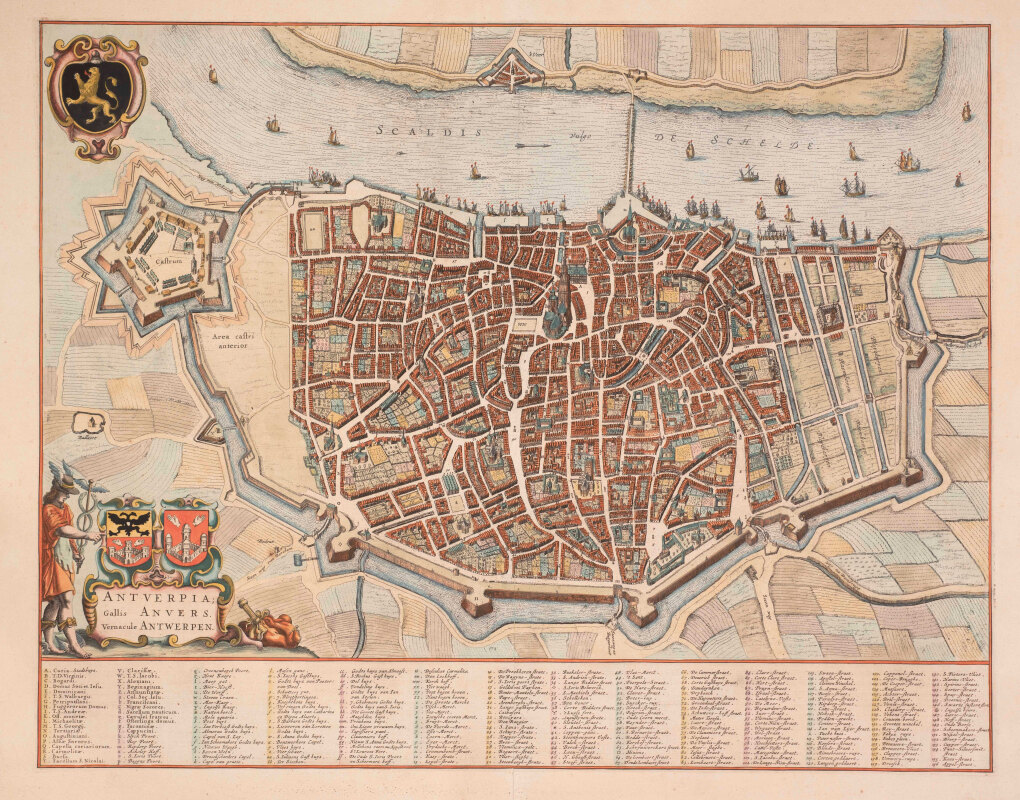 Johannes Blaeu, Kaart van Antwerpen, 1649.