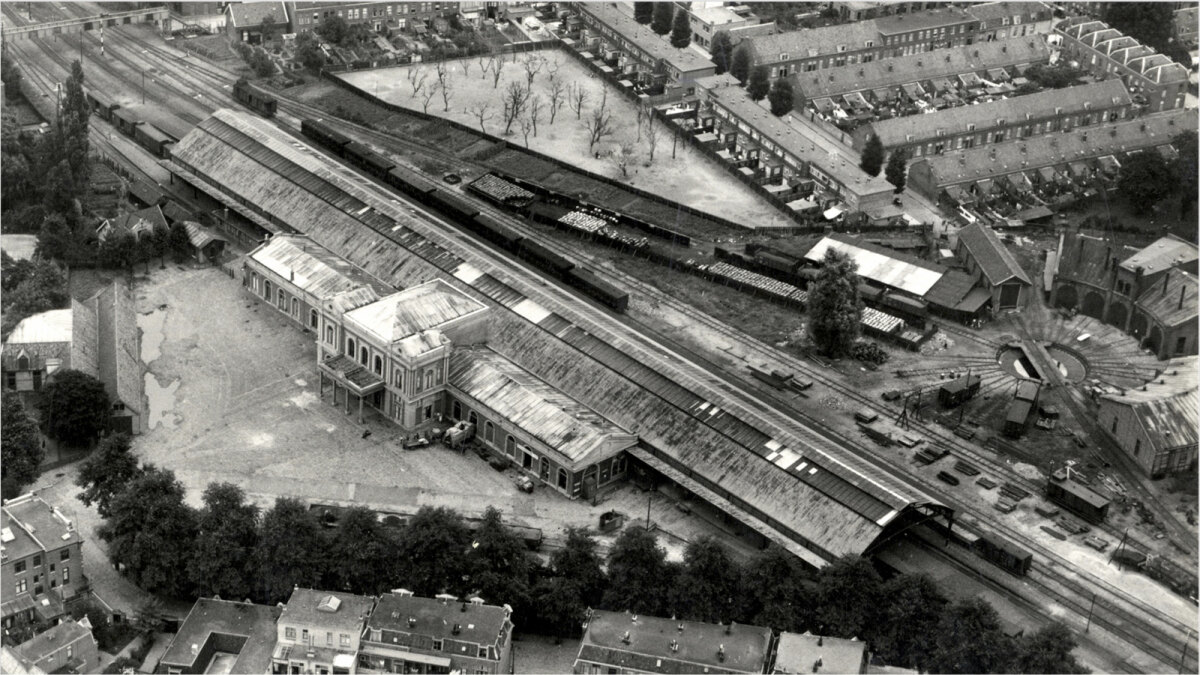 Luchtfoto van het Maliebaanstation in begin 20e eeuw. Foto: Spoorwegmuseum