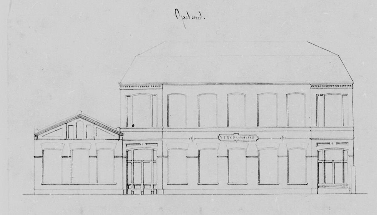 Fragment uit bouwtekening met frontaal aanzicht Venduhuis.