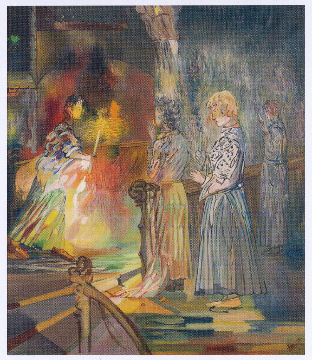 'Frauen in der Kirche' van de schilder George Muche