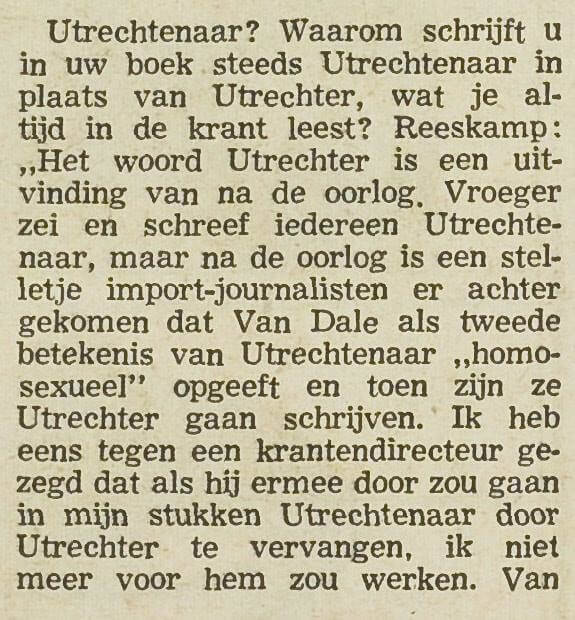 Interview uit 1-7-1966 in het UN met schrijver Reeskamp.