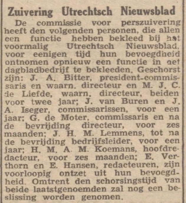 Artikel uit Trouw, 19-2-1946