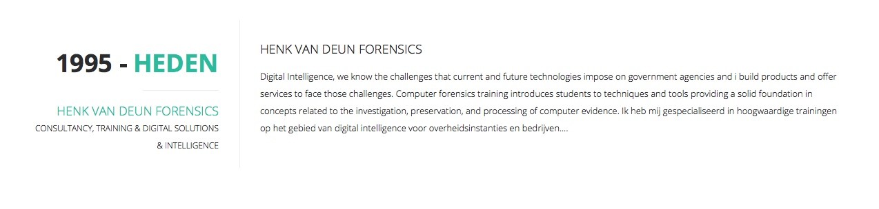 Vermelding op de website van Henk van Deún