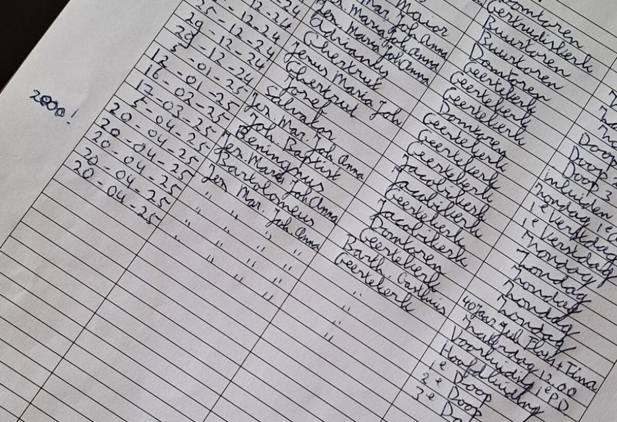 Blik op het schriftje van Onnekink, lid van het Utrechts Klokkenluiders Gilde (foto: Adri O.)