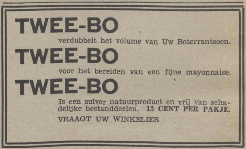 Een krantenadvertentie uit oktober 1940