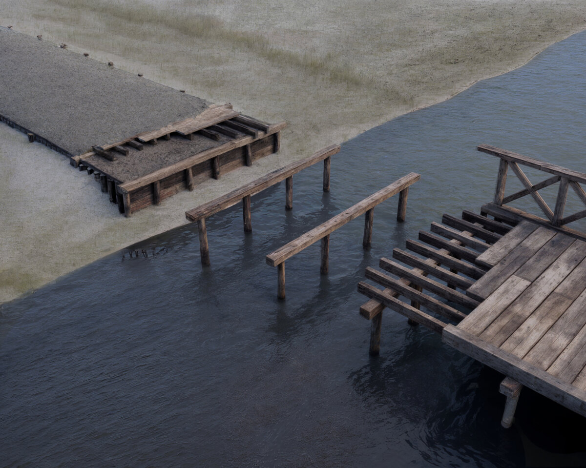 Brug behorende bij de eerste fase van de limesweg. Reconstructie: Erfgoed, Daan Claessen
