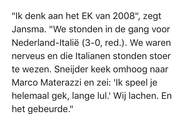 Deel van het bericht over Sneijder op de NOS-app