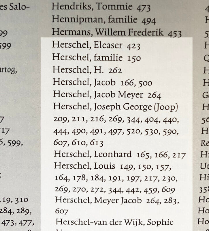 Het rijtje Herschels in het personenregister.