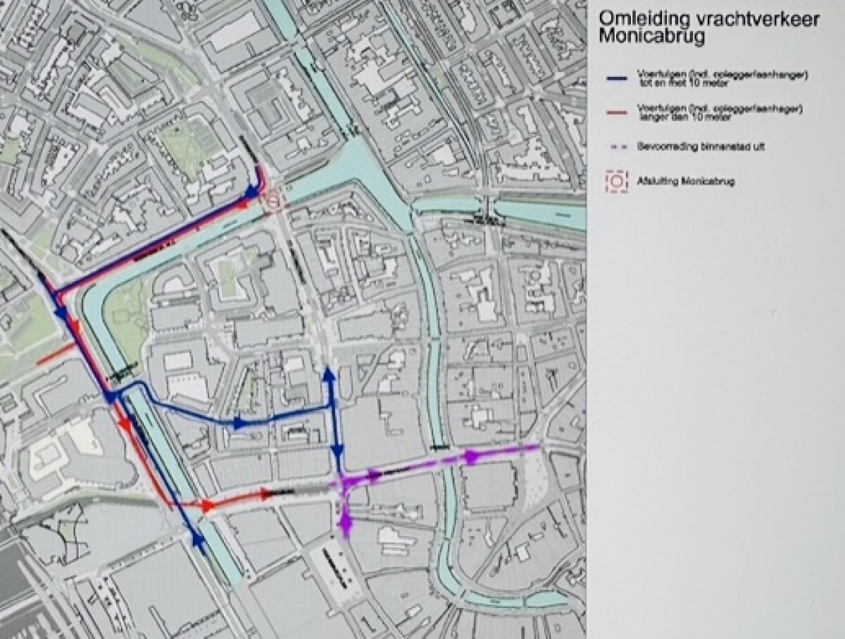 Kaartje omleidingsroutes (vracht)auto&rsquo;s door Wijk C