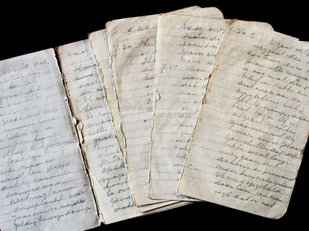 Het notitieboekje van Nel Schulte-De Roos met aantekeningen over de razzia. Foto: Ed. Schulte
