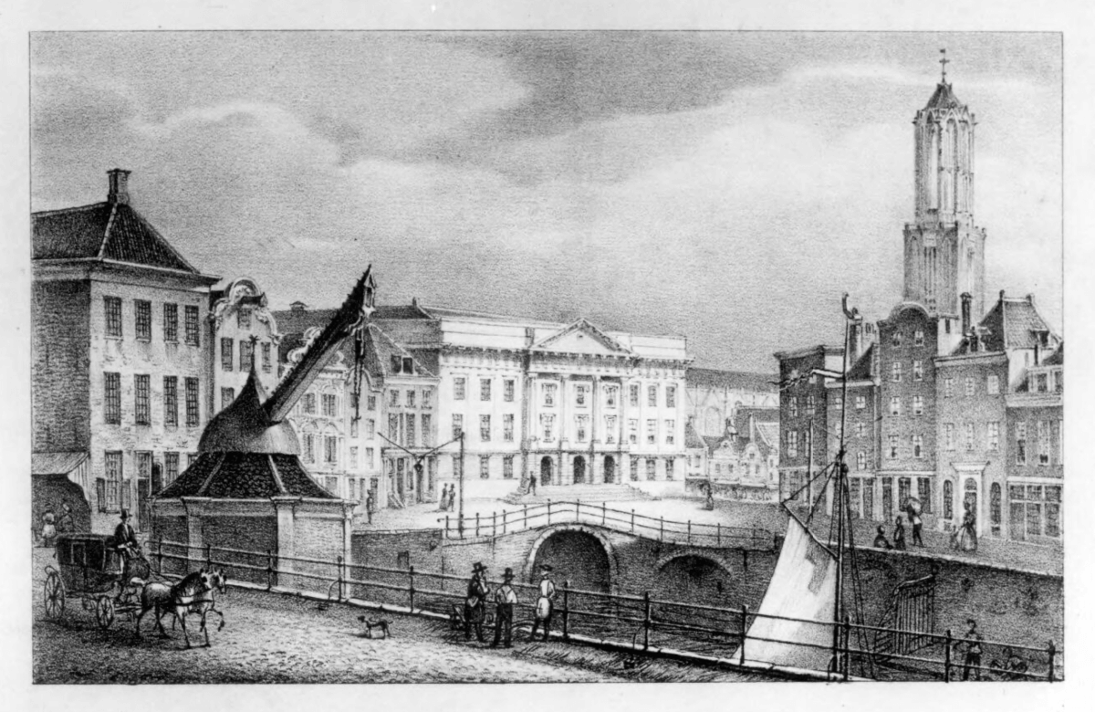 Een krijtlitho uit 1820-1840, gemaakt door Gebr. Van Lier (grafici) en M.A. van Straaten (tekenaar). Bron: Utrechts Archief 