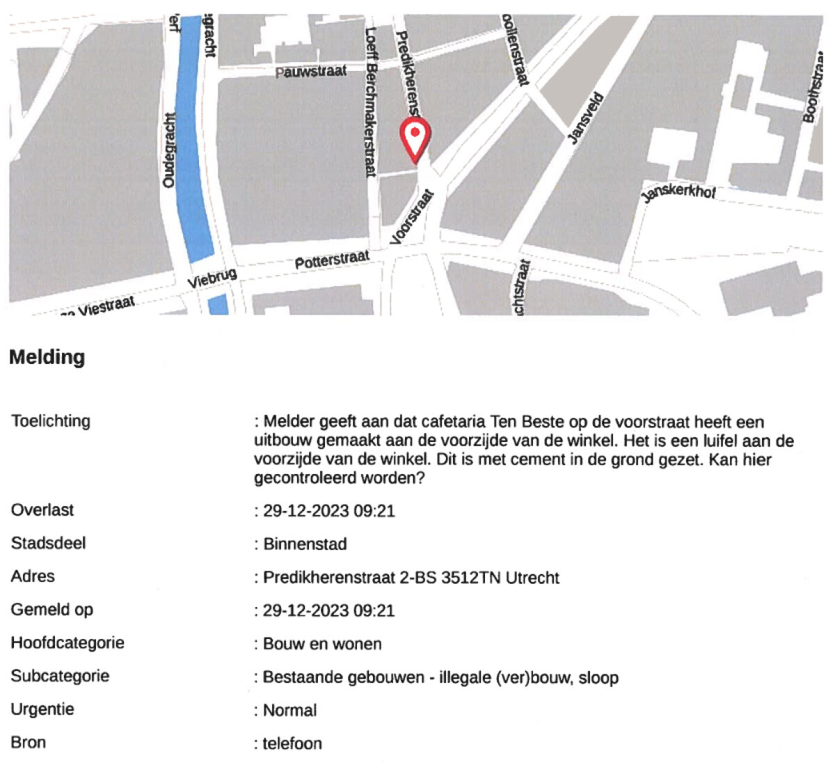 De melding