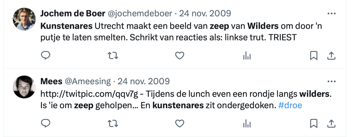 Twee reacties op twitter kort na de actie