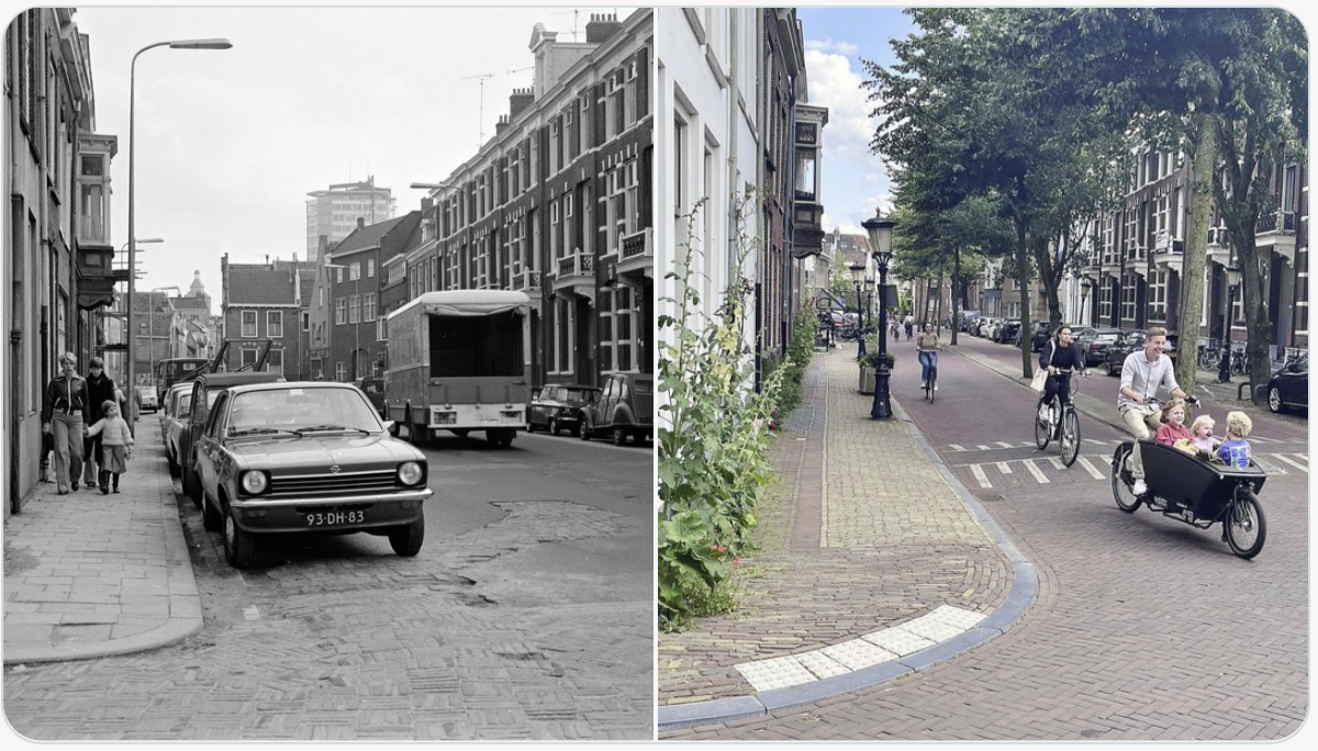 Het Predikherenkerkhof, gefotografeerd in 1976 en door Edwin Lucas in 2025.
