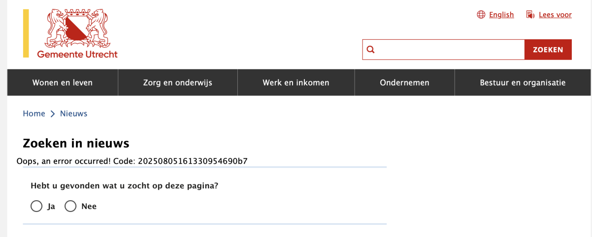 Schermprint van utrecht.nl