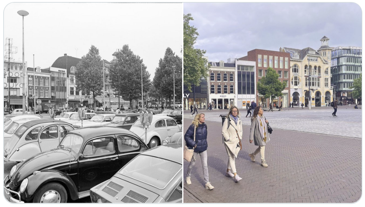 Het Vredenburg, gefotografeerd in 1969 en door Edwin Lucas in 2026.