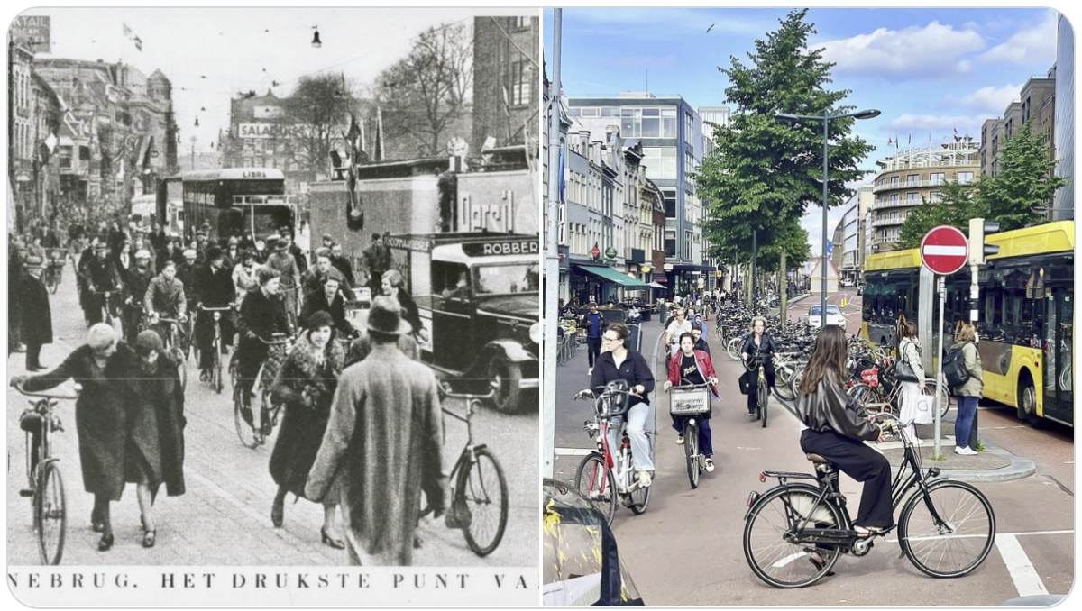 Vredenburg, het drukste punt van Utrecht in 1926, gefotografeerd door Edwin Lucas in 2026. 