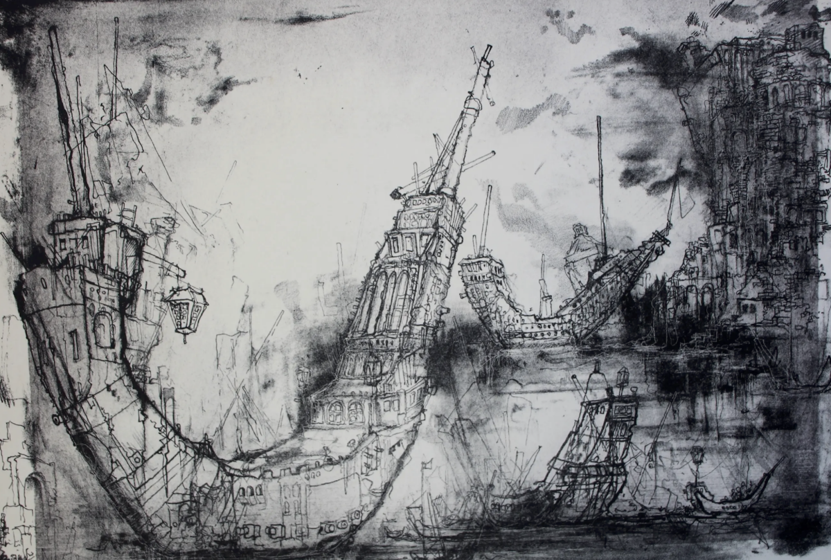 De rede van Gibraltar (1979) - litho van Dirkje Kuik