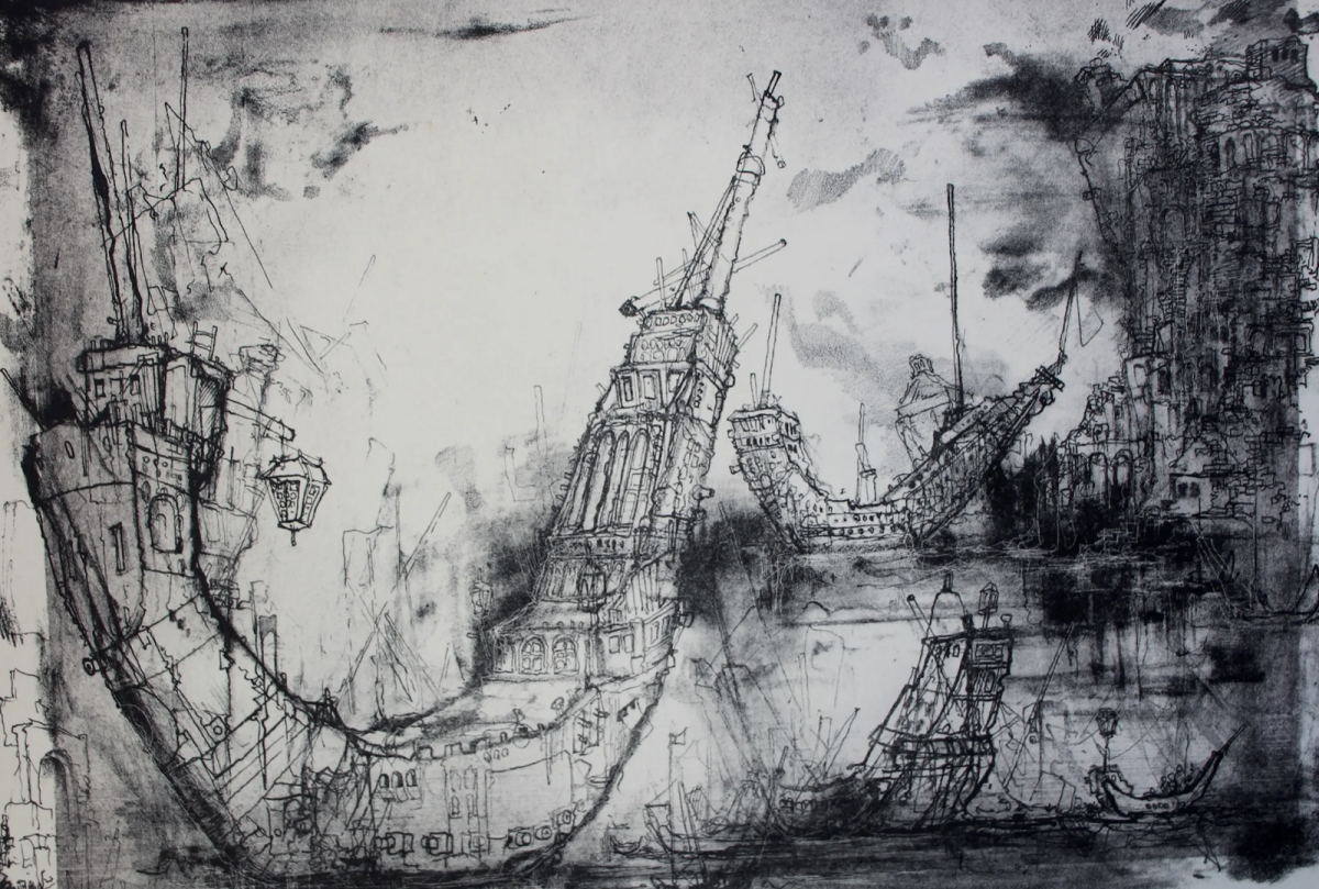 De rede van Gibraltar (1979) - litho van Dirkje Kuik