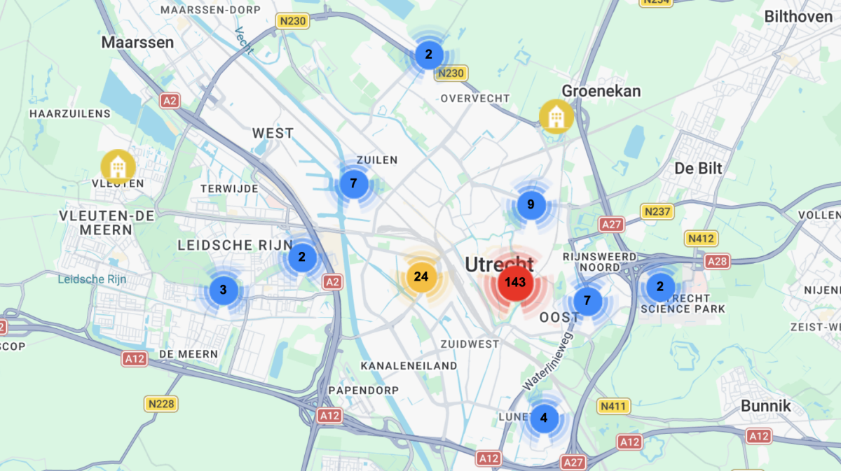 De landelijke website van de OMD toont 179 Utrechtse locaties met activiteiten