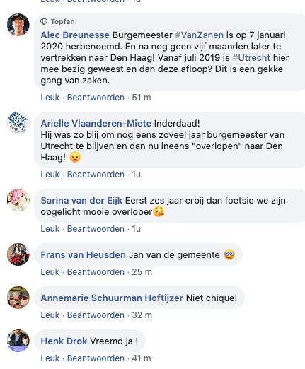 Reacties op Facebook