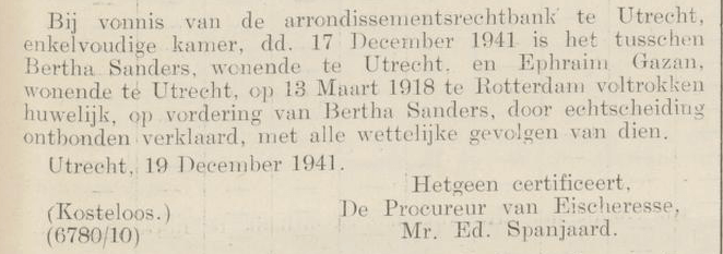 De Nederlandsche Staatscourant, 24-12-1941.