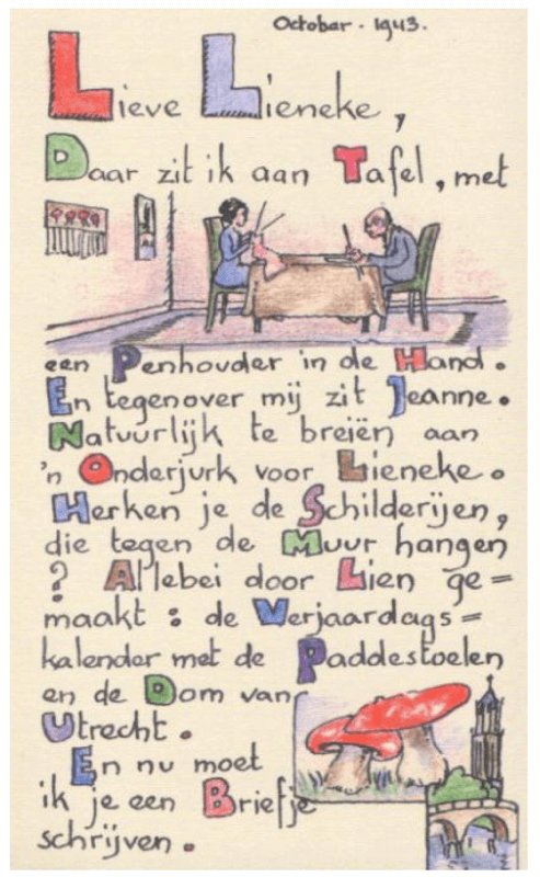 De eerste brief, komend uit het boek 'Brieven aan Lieneke'.