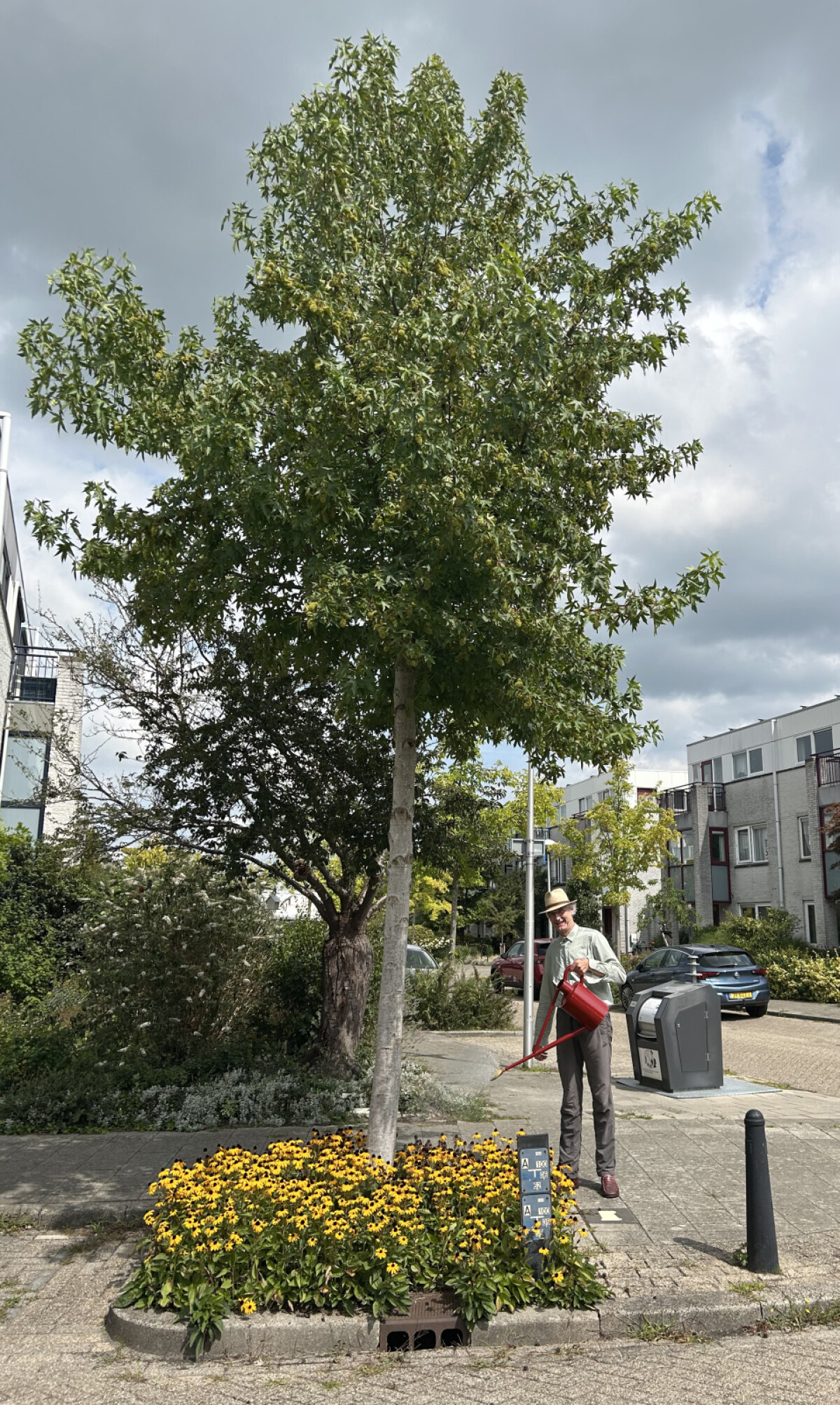 Sjaak Koopman bij zijn boomspiegel in de Kartinistraat (Voordorp). Foto: Joyce Parlevliet