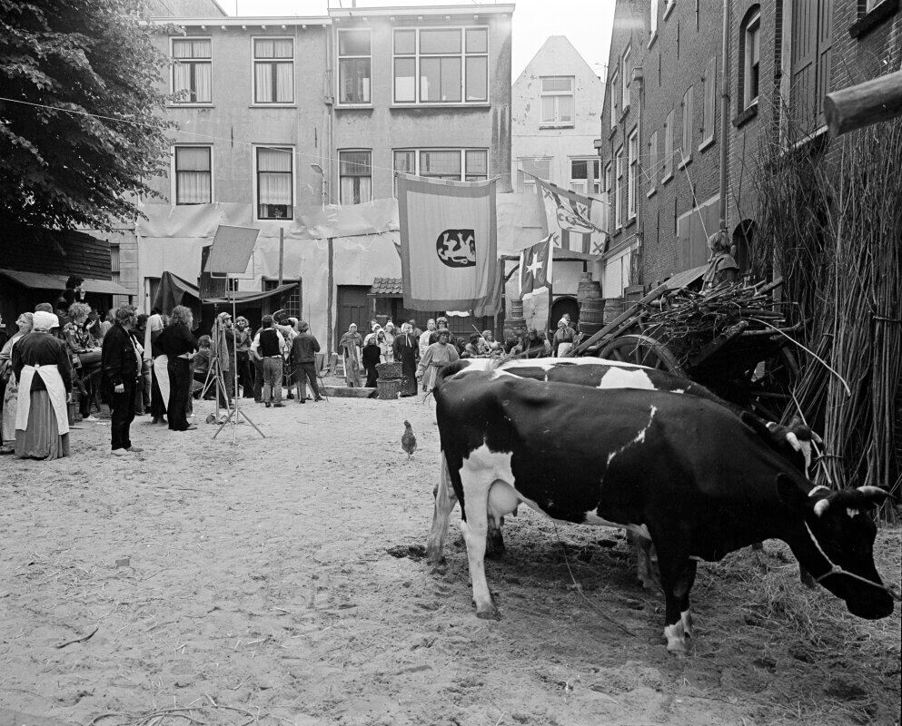 Filmopnames in 1972 op het Buurkerkhof voor de film Marieke van Nimwegen. Foto: HUA