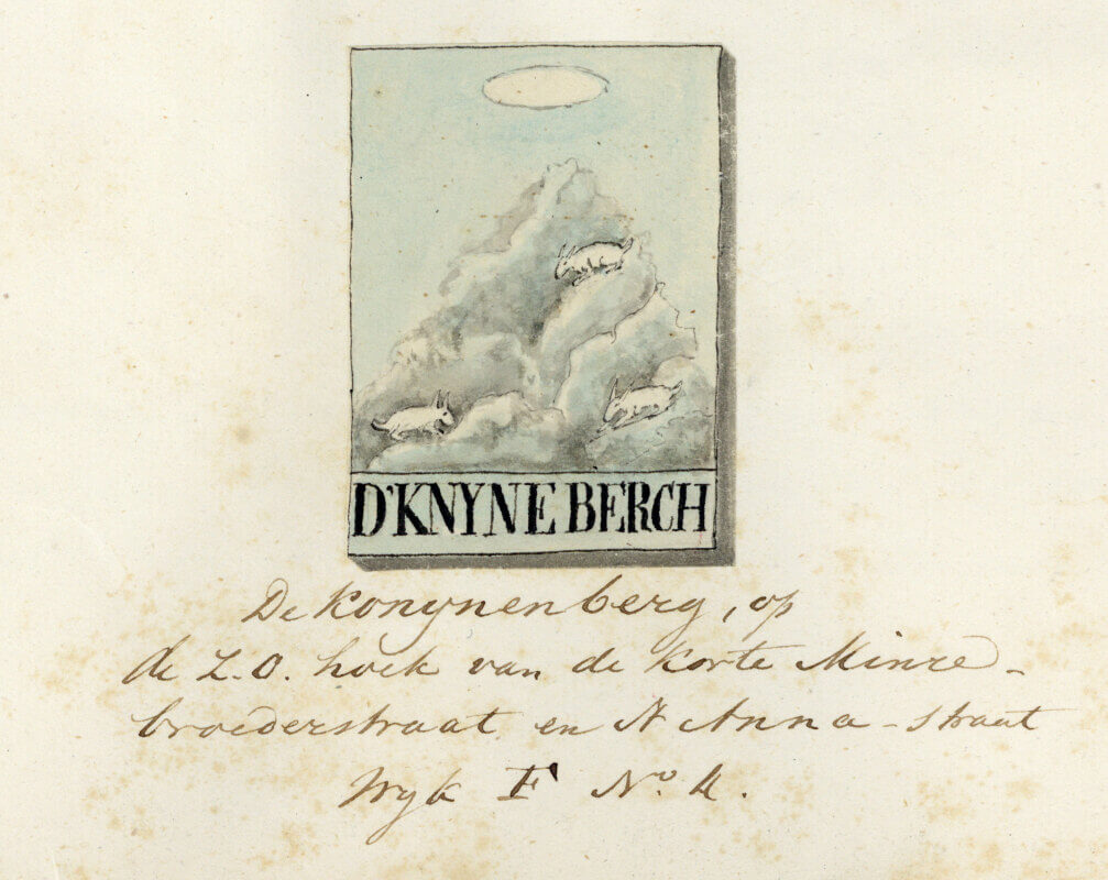 De tekening (ca. 1840) van Van der Monde. Het adres Korte Minrebroederstraat F 4 is later gewijzigd in Korte Minrebroederstraat 7. Afbeelding: Utrechts Archief