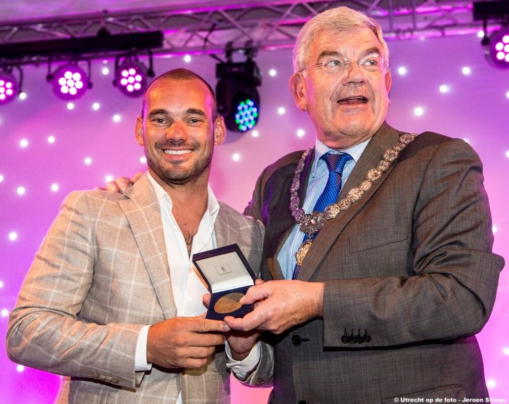 In 2018 krijgt Sneijder de sportpenning van Utrecht. Foto: Jeroen Stoops