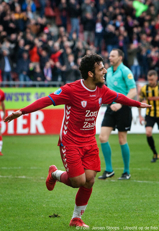 In de tweede helft kreeg Ayoub vleugels en scoorde twee keer. Foto: Jeroen Stoops