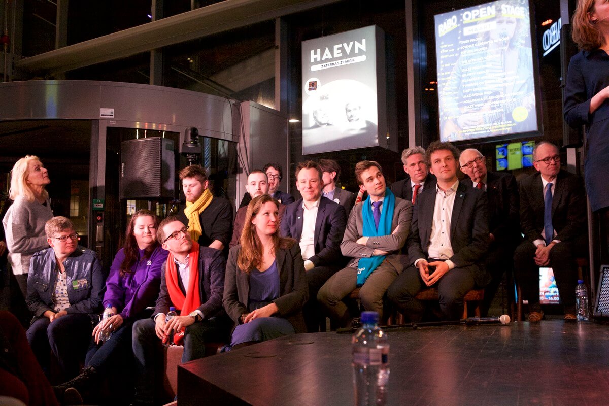 Alle lijsttrekkers bij elkaar in TivoliVredenburg. Foto: Ton van den Berg