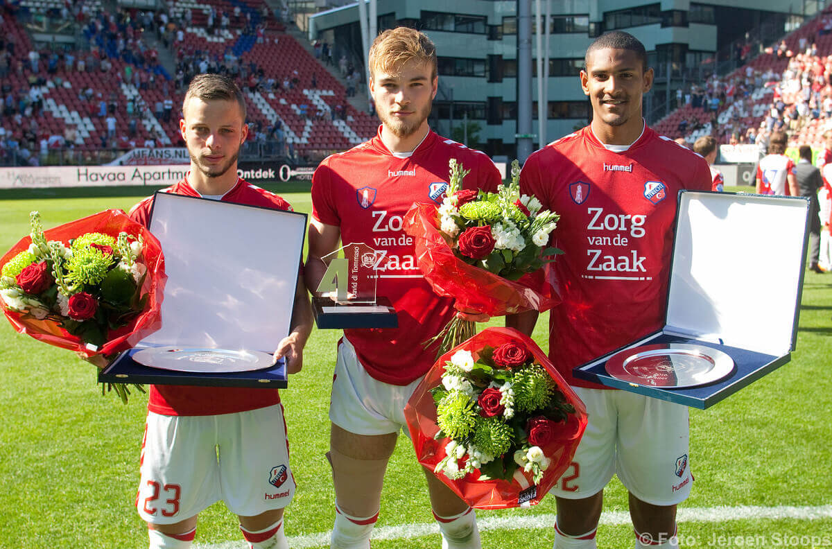 Haller, Ramselaar en Letschert met hun prijs. Foto: jeroen Stoops