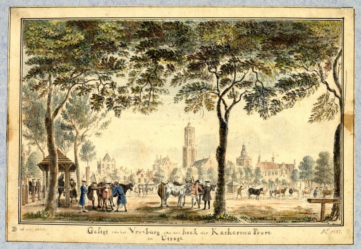 Vreeburg op een kaart uit 1737. Collectie HUA