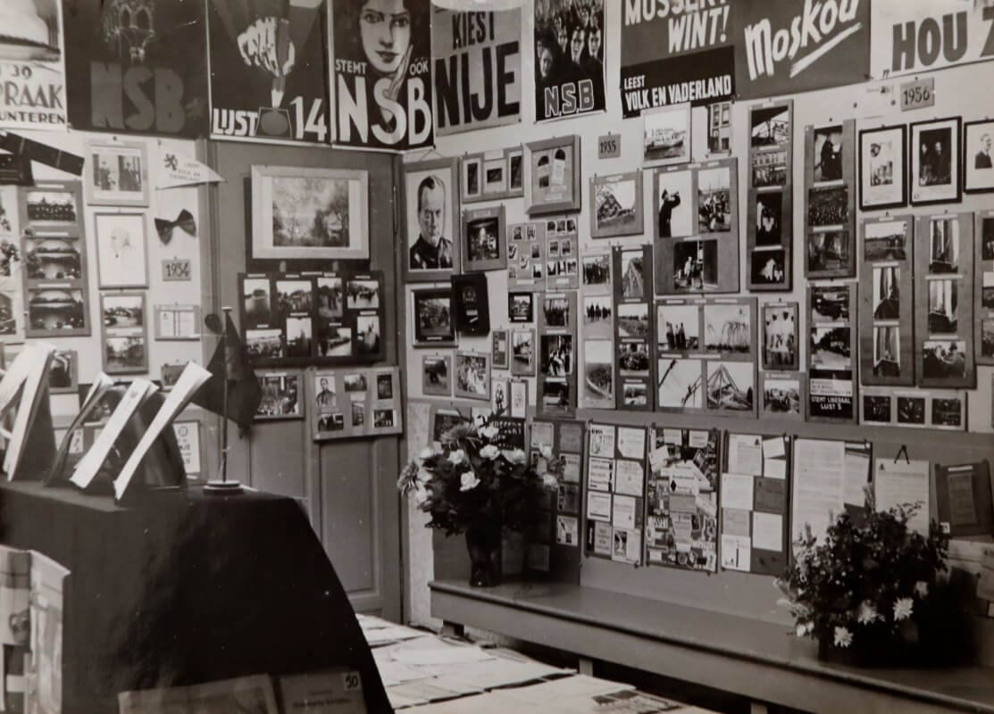 Een impressie van de NSB-expositie Herlevend Nederland in 1942 in de Zuilenstraat in Utrecht. Foto: Collectie De Soeten