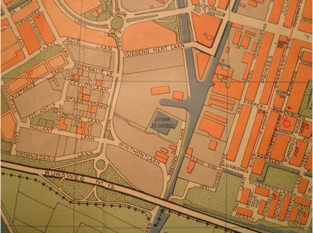 Plattegrond van het terrein uit 1960. Foto: Het Utrechts Archief (HUA). 