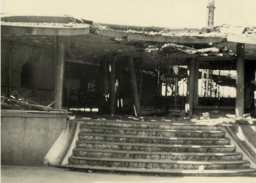 De vernielingen aan het stationsgebouw. Foto: HUA