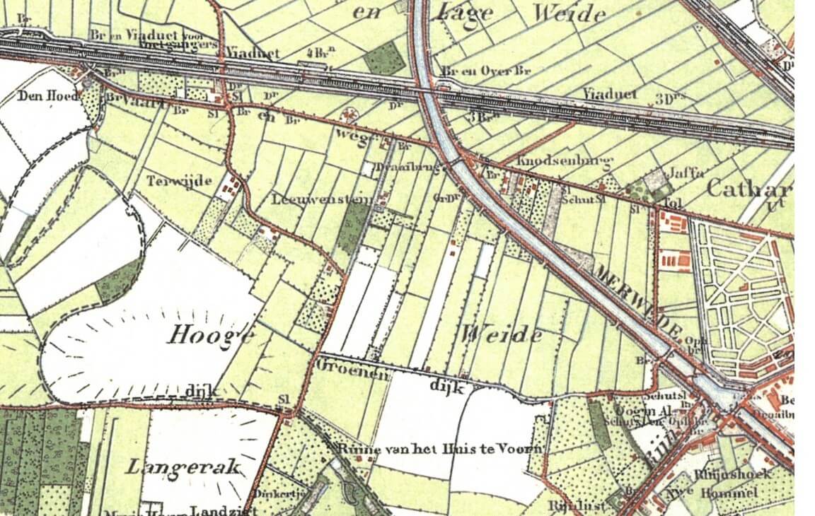 Een plattegrond met de ligging van Leeuwenstein.