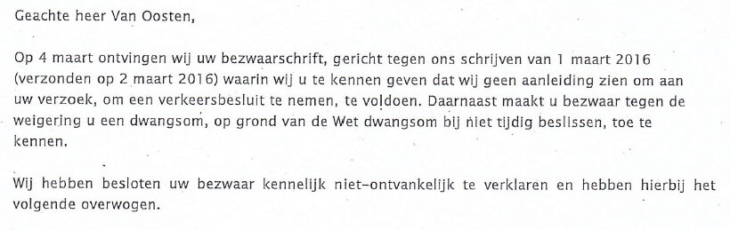 Uit brief gemeente.