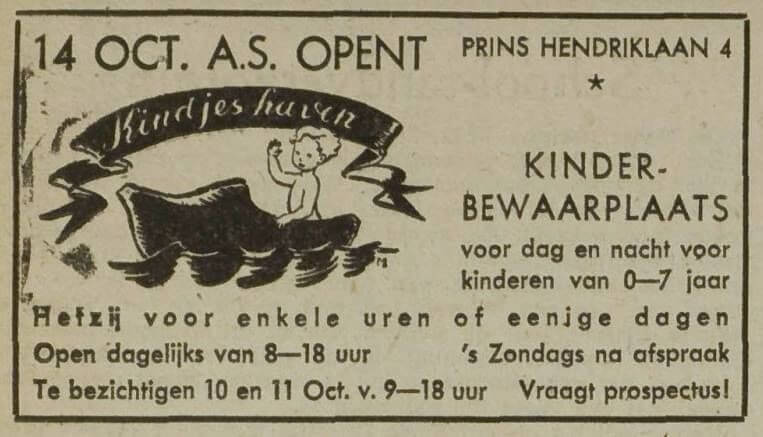 Een advertentie voor Kindjeshaven. Foto: Collectie HUA