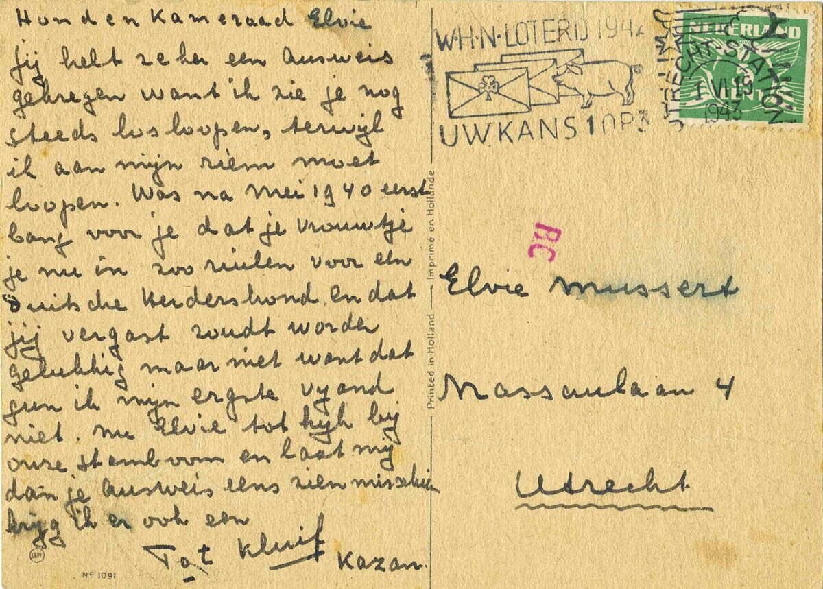 De tekst op de prentenbriefkaart. Foto: Regionaal Archief Nijmegen