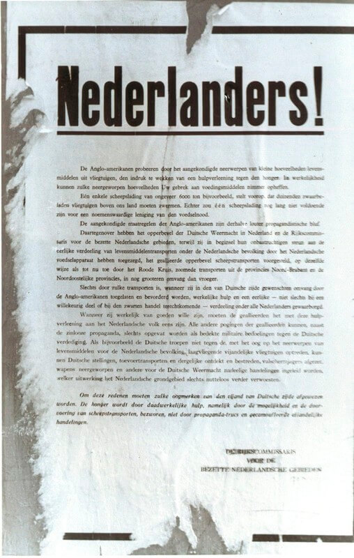 De voedseldroppings zijn 'propagandistische bluf'. Foto: Collectie L. van Rhenen