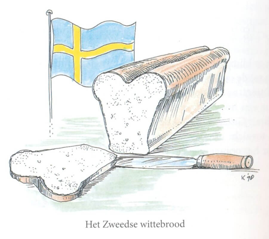 'Gisteren weer Zweeds brood.' Tekening: H. Kronenburg (Uit: Een jeugd op Zuilen)